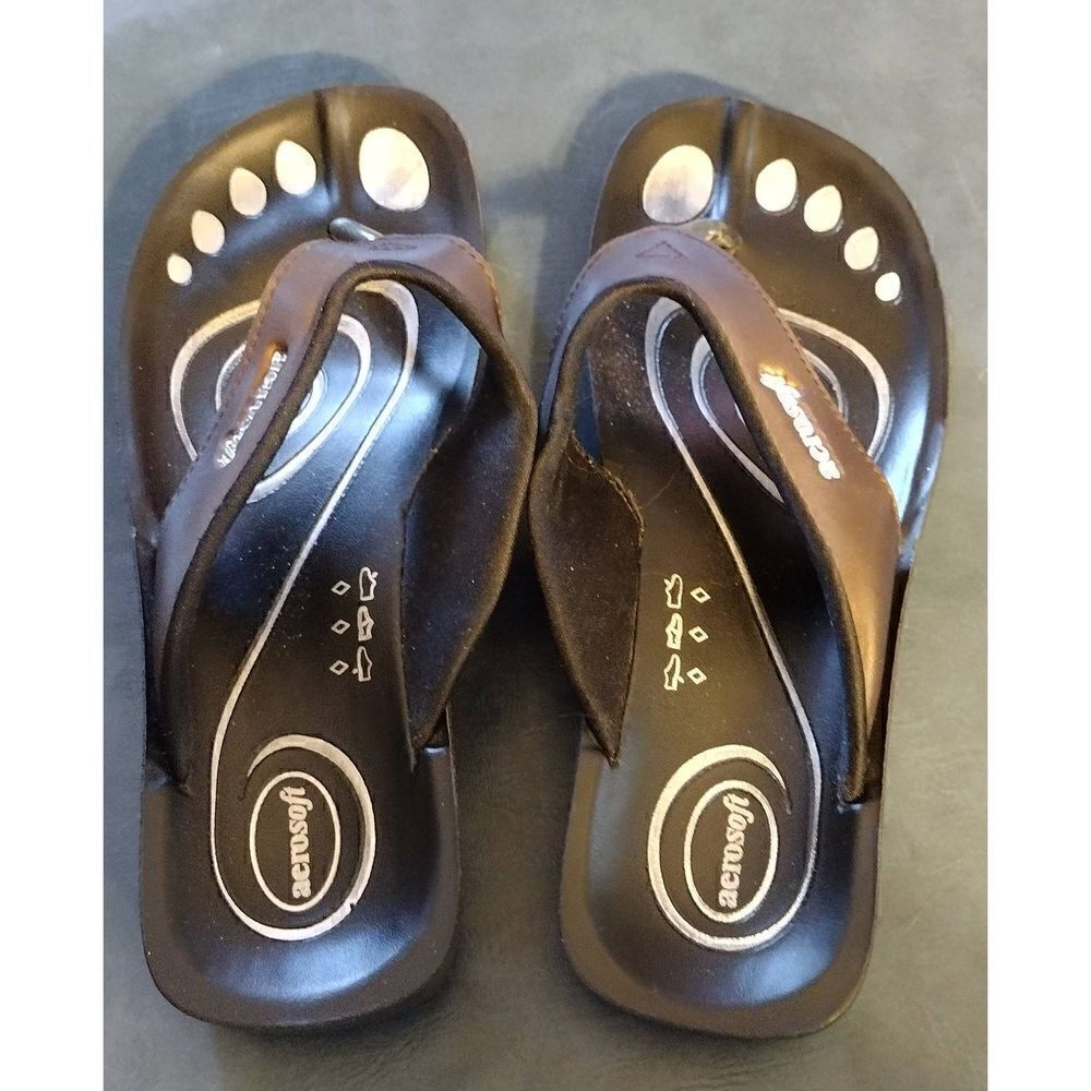 Aerosoft  Orhopedic Comfort Sandals Bronze And Black Size 7.5 (38)